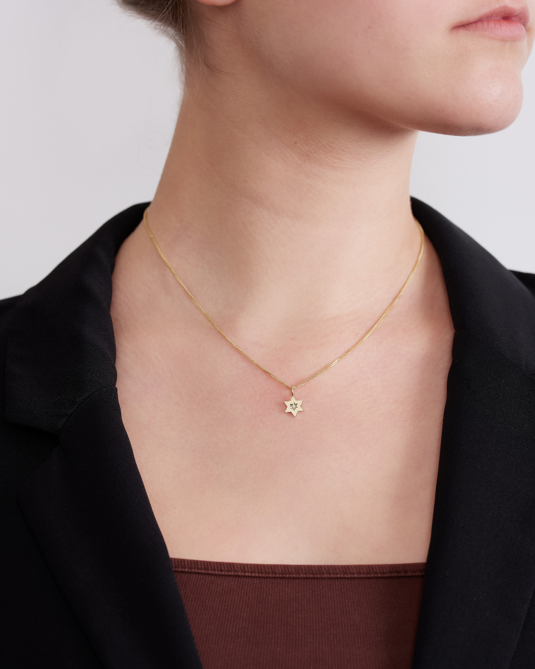 The Gaza envelope Shield Star Of David Gold pendant White Diamond