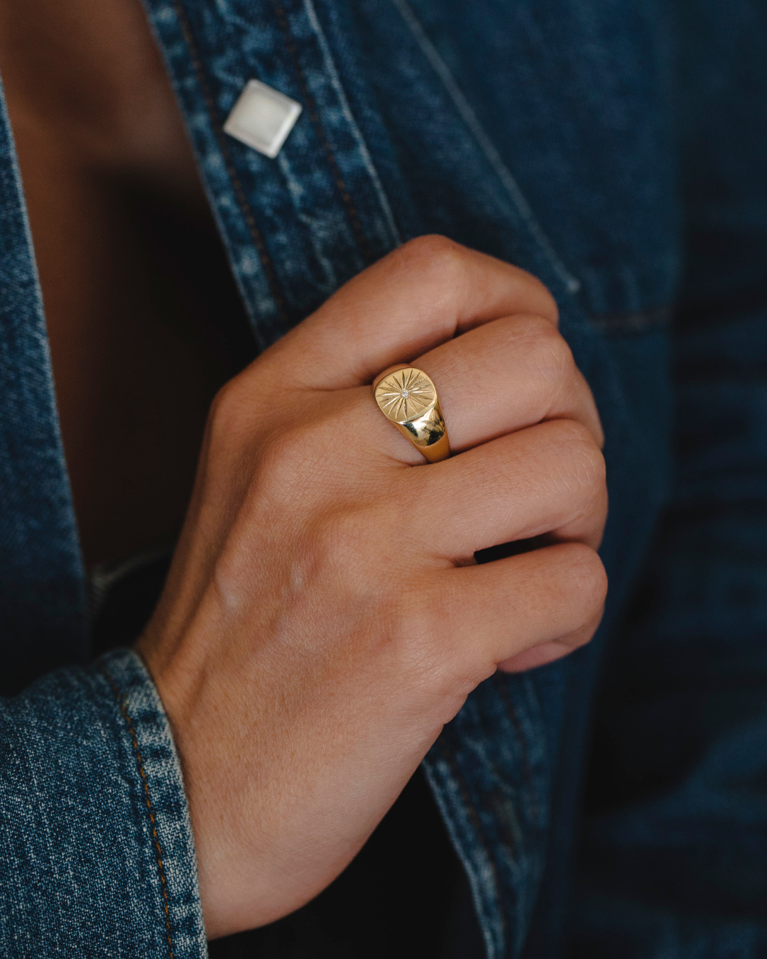 Sunny Gold Ring White Diamond