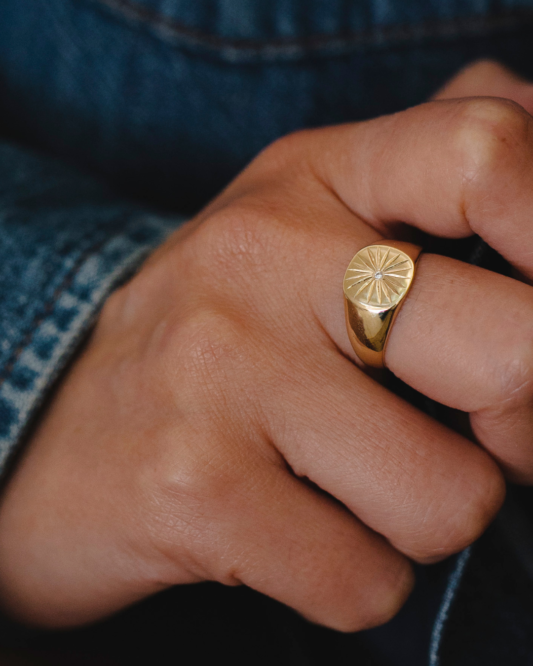 Sunny Gold Ring White Diamond
