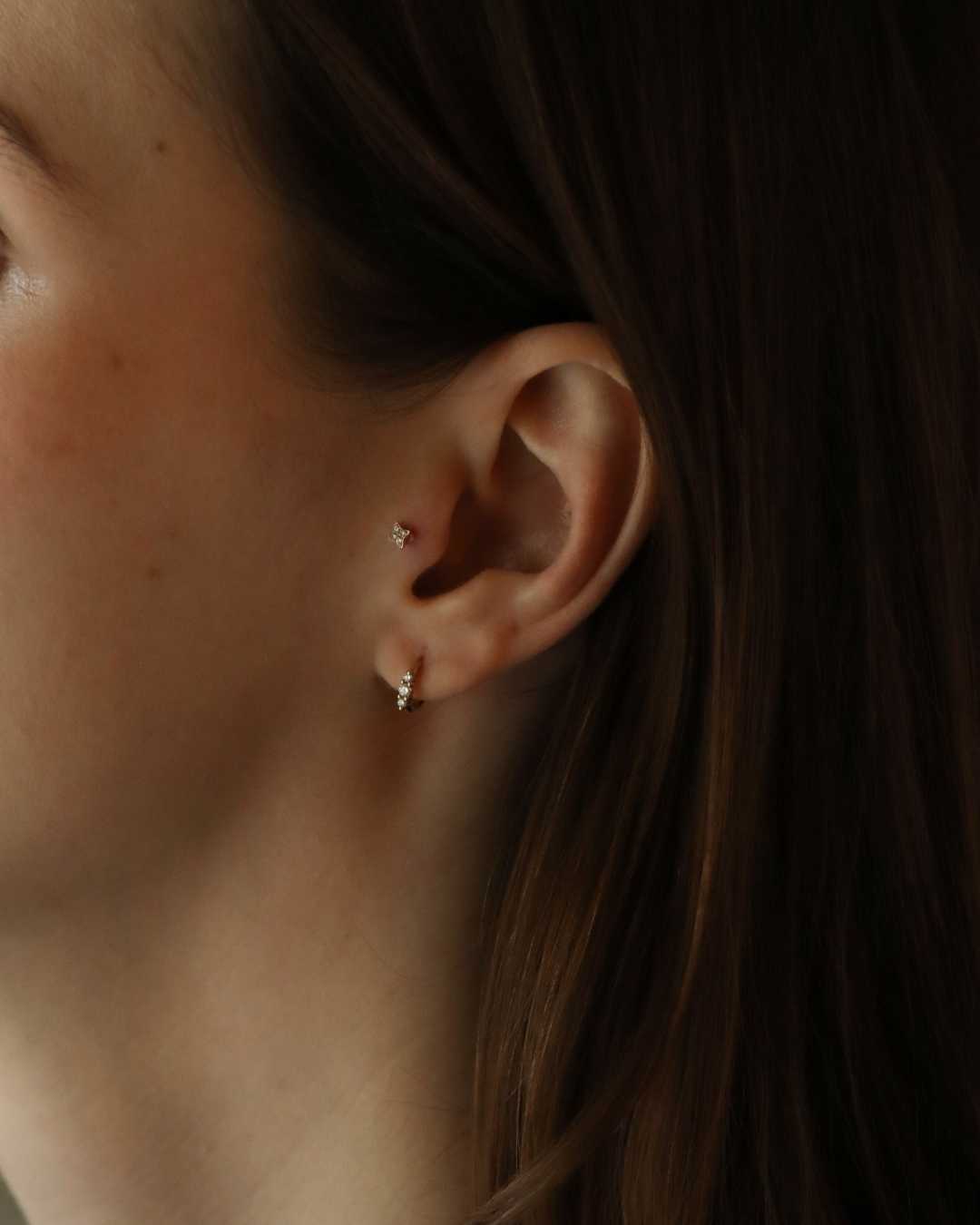 Audrey Mini Hoop Earring with White Diamonds