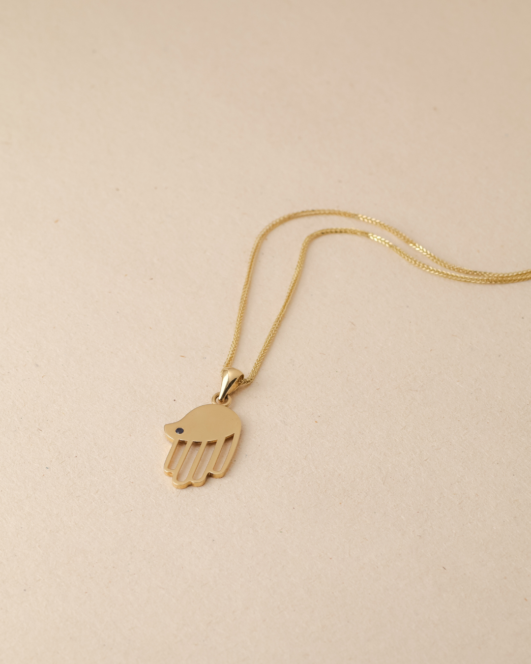 Salma Gold Hamsa Pendant With Sapphire