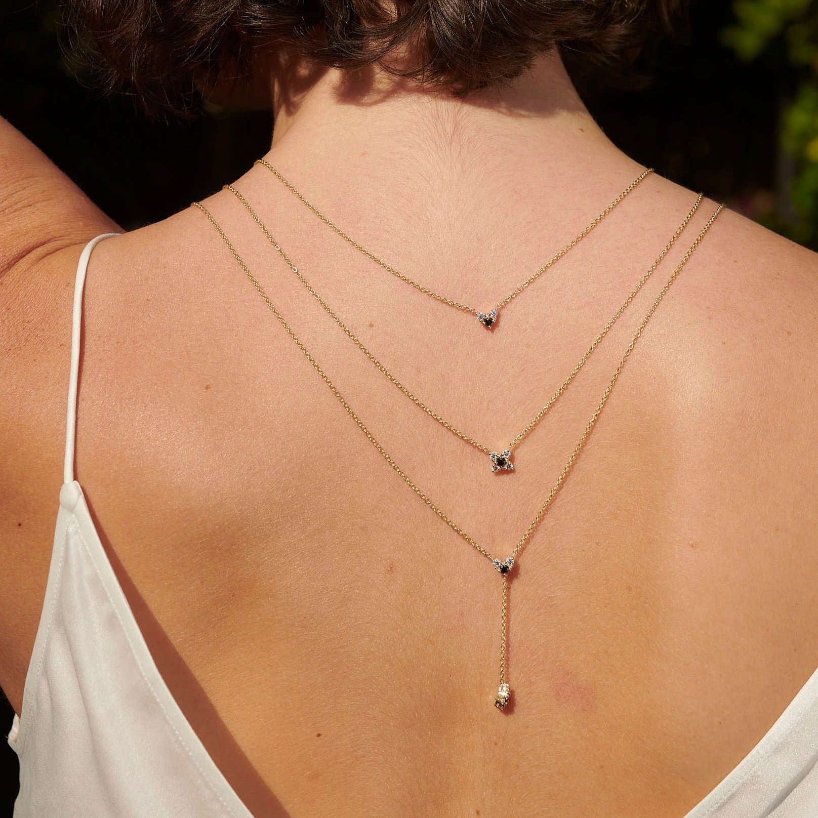 Valentina Gold Necklace Black & White Diamonds