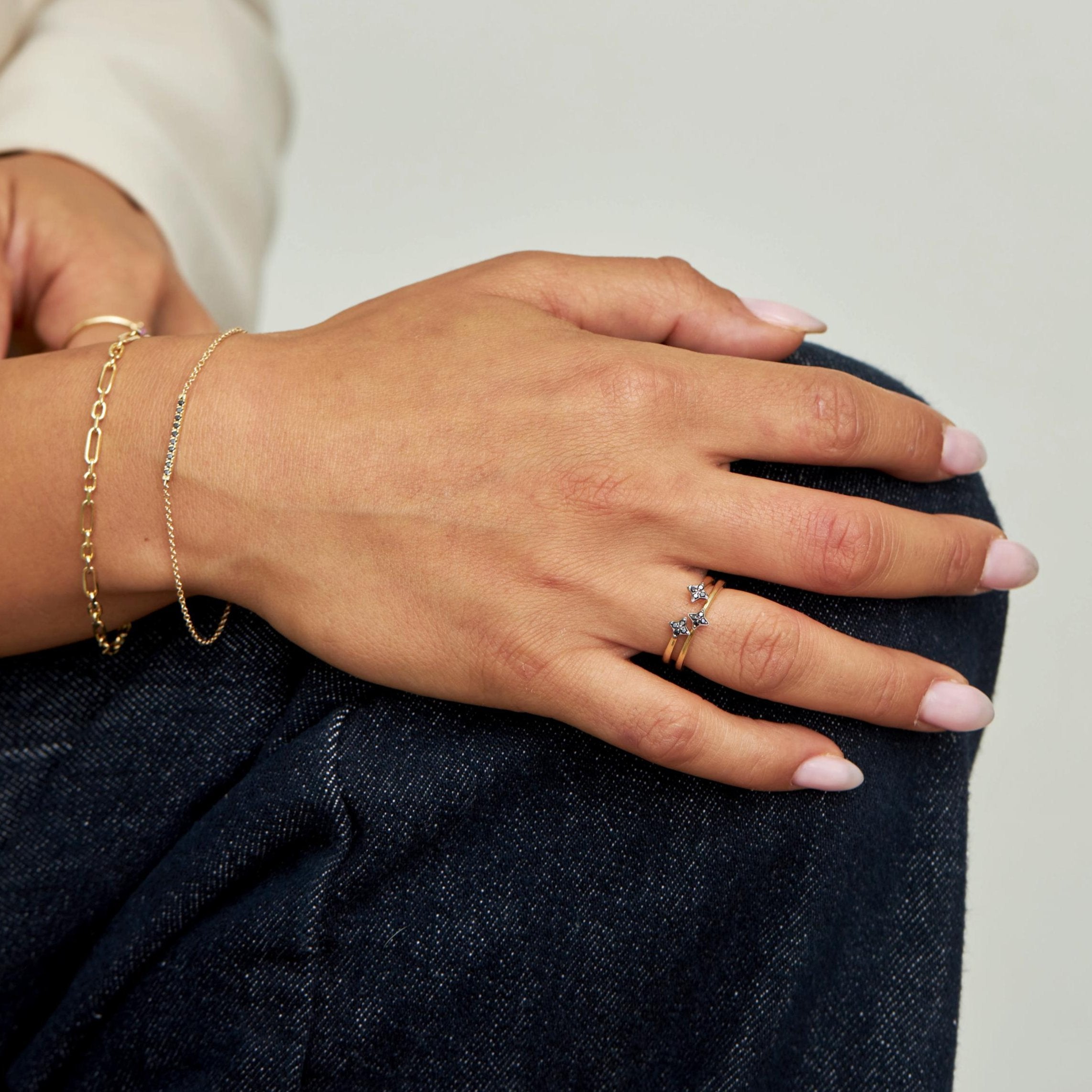 Andrea Gold Bracelet Set With Black Diamonds