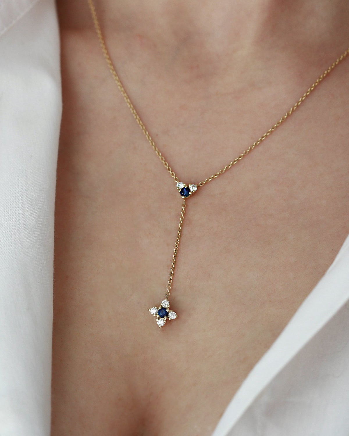 Alexandra Gold Necklace Sapphire & White Diamonds