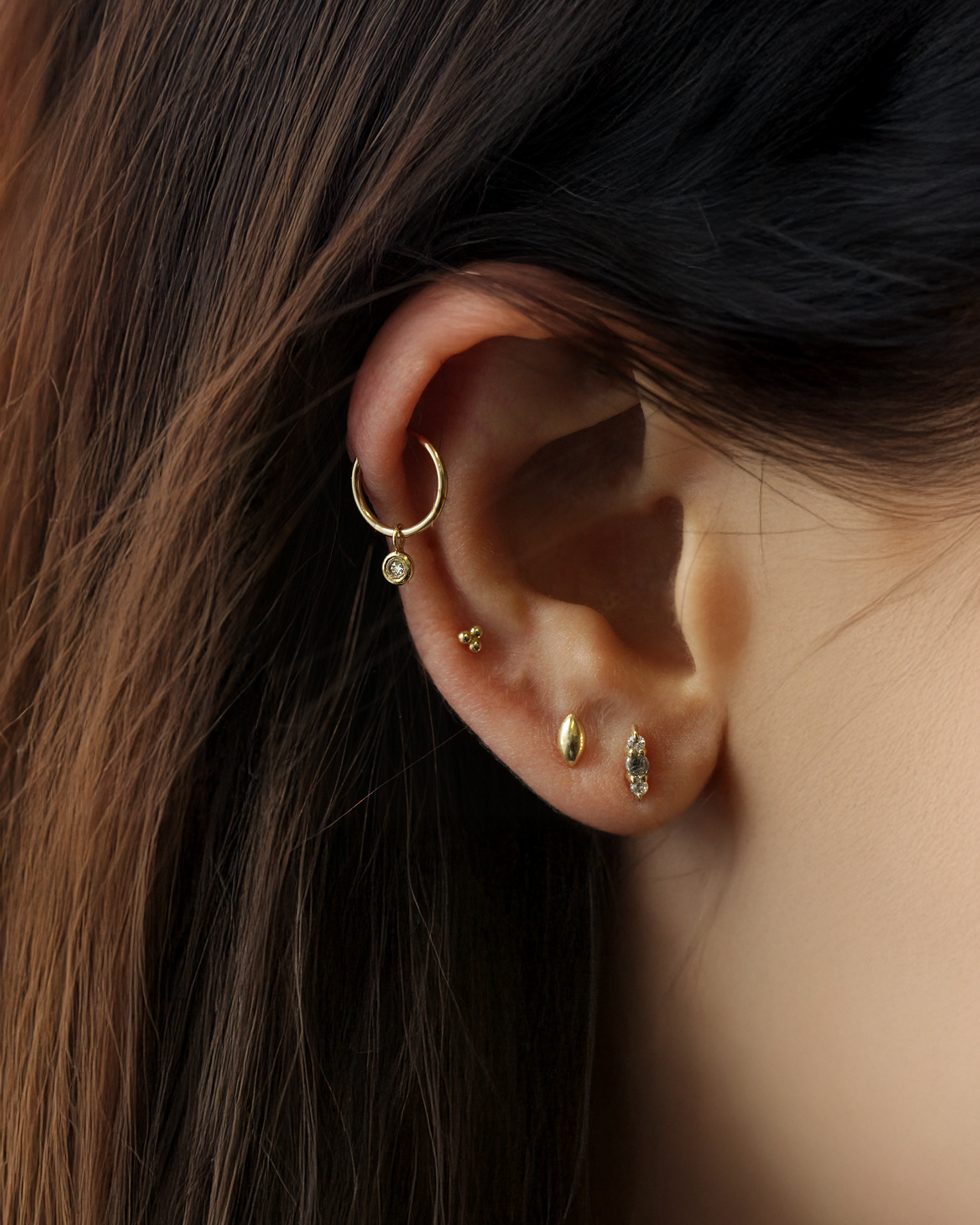 Alex Hoop Gold Earring with White Diamond