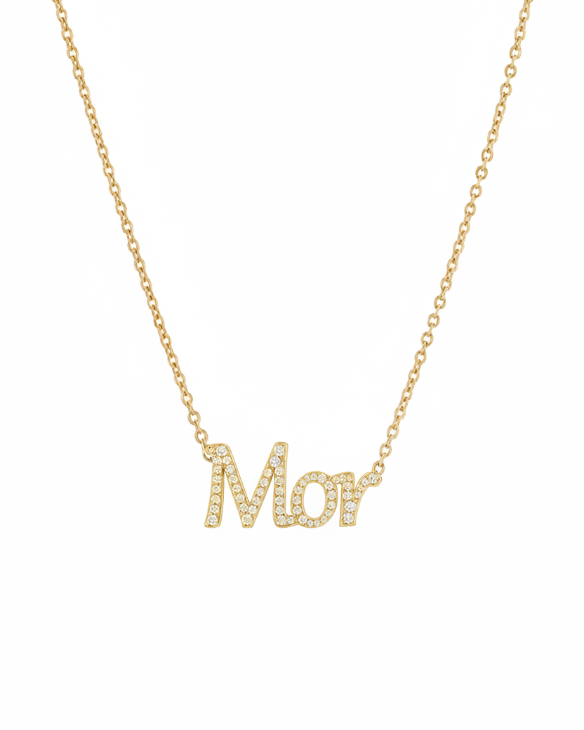 Name necklace set with diamonds