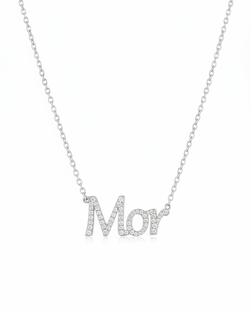 Name necklace set with diamonds