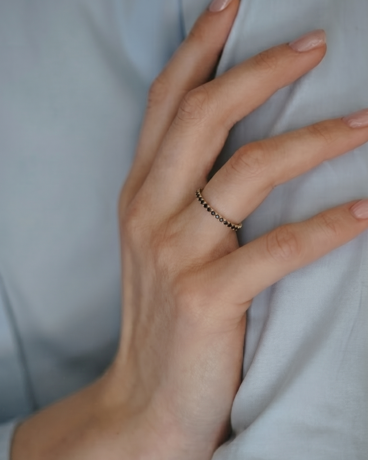 Eternity Gold Ring Black Diamonds