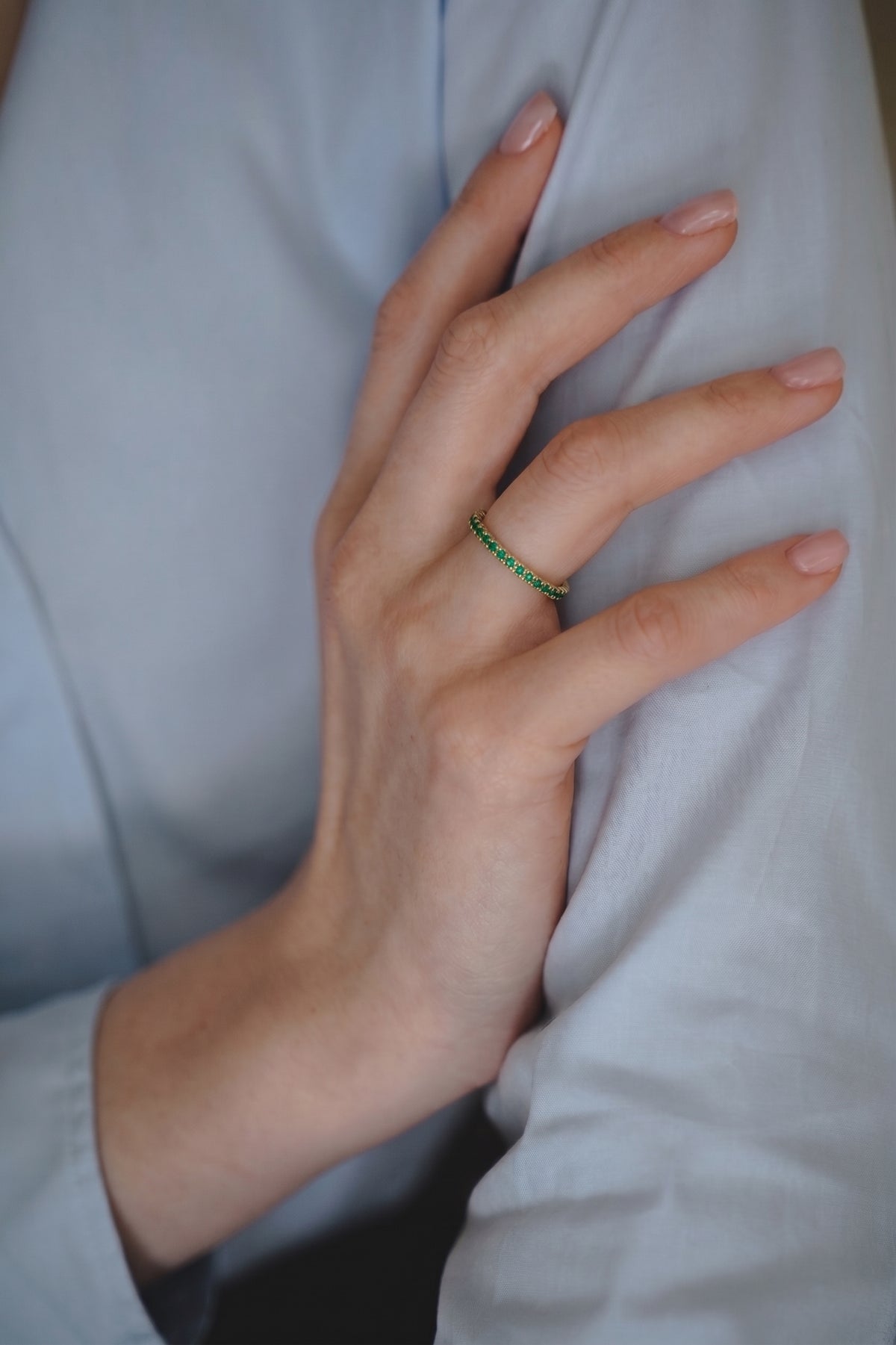 Eternity Gold Ring Emerald