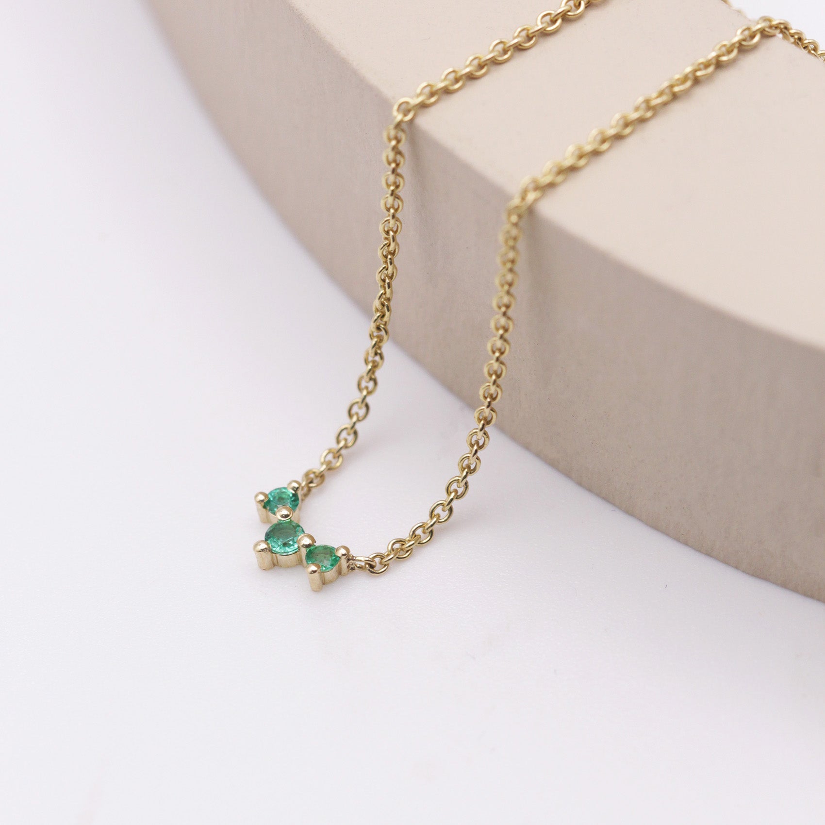 GRETA Natural Emerald Gold Chain Studs | Rachel Renee Jewelry