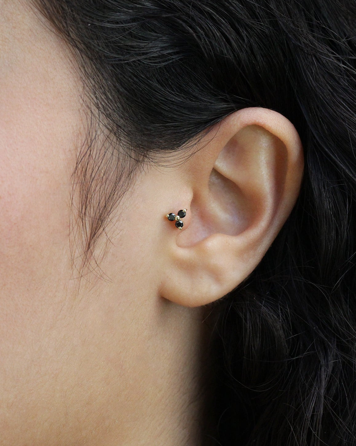 Grace Piercing Earring With Black Diamonds