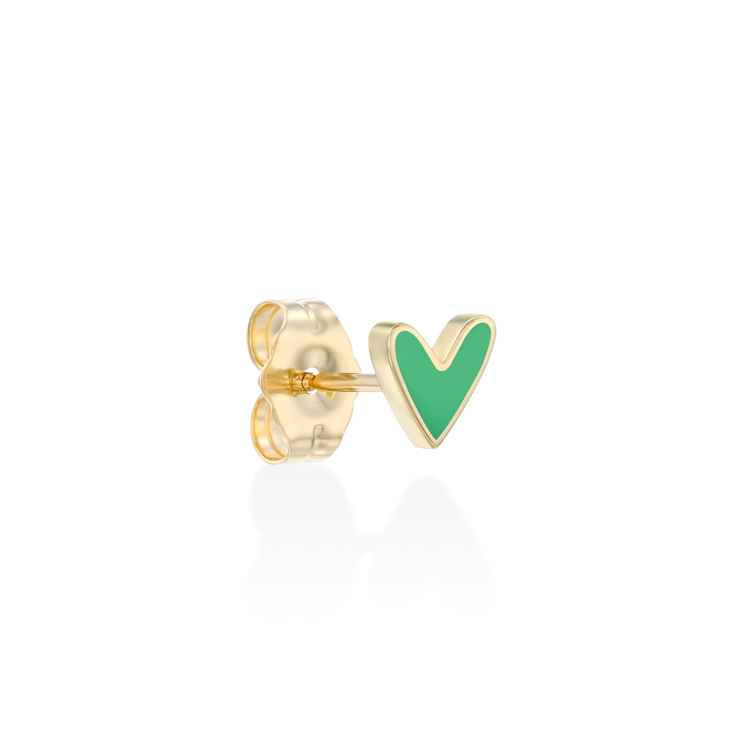 Green Heart Gold Enamel Earring