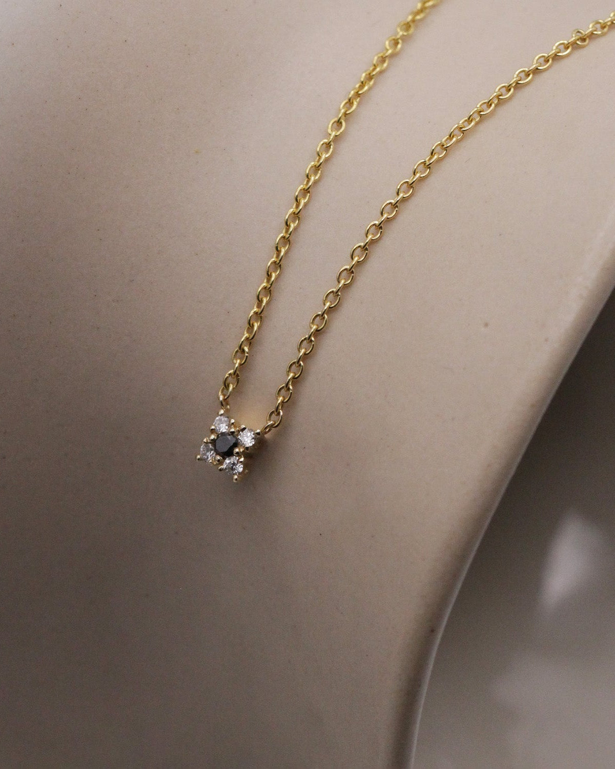 Mini Valentina Gold Necklace Black & White Diamonds