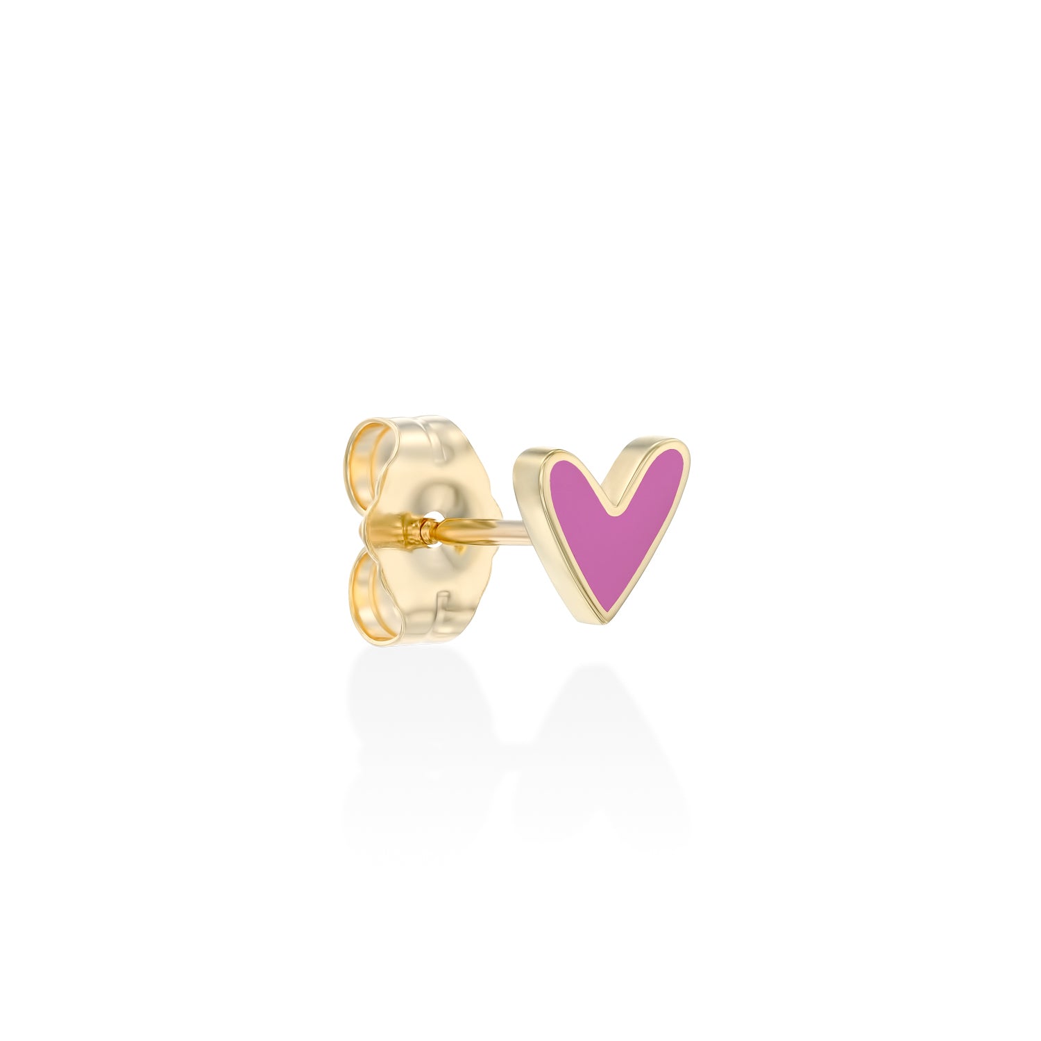 Pink Heart Gold Enamel Earrings