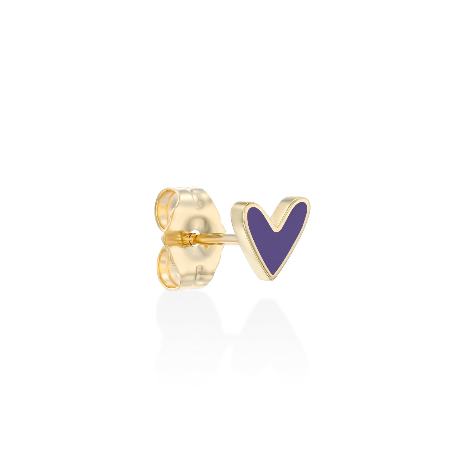 Purple Heart Gold Enamel Earring