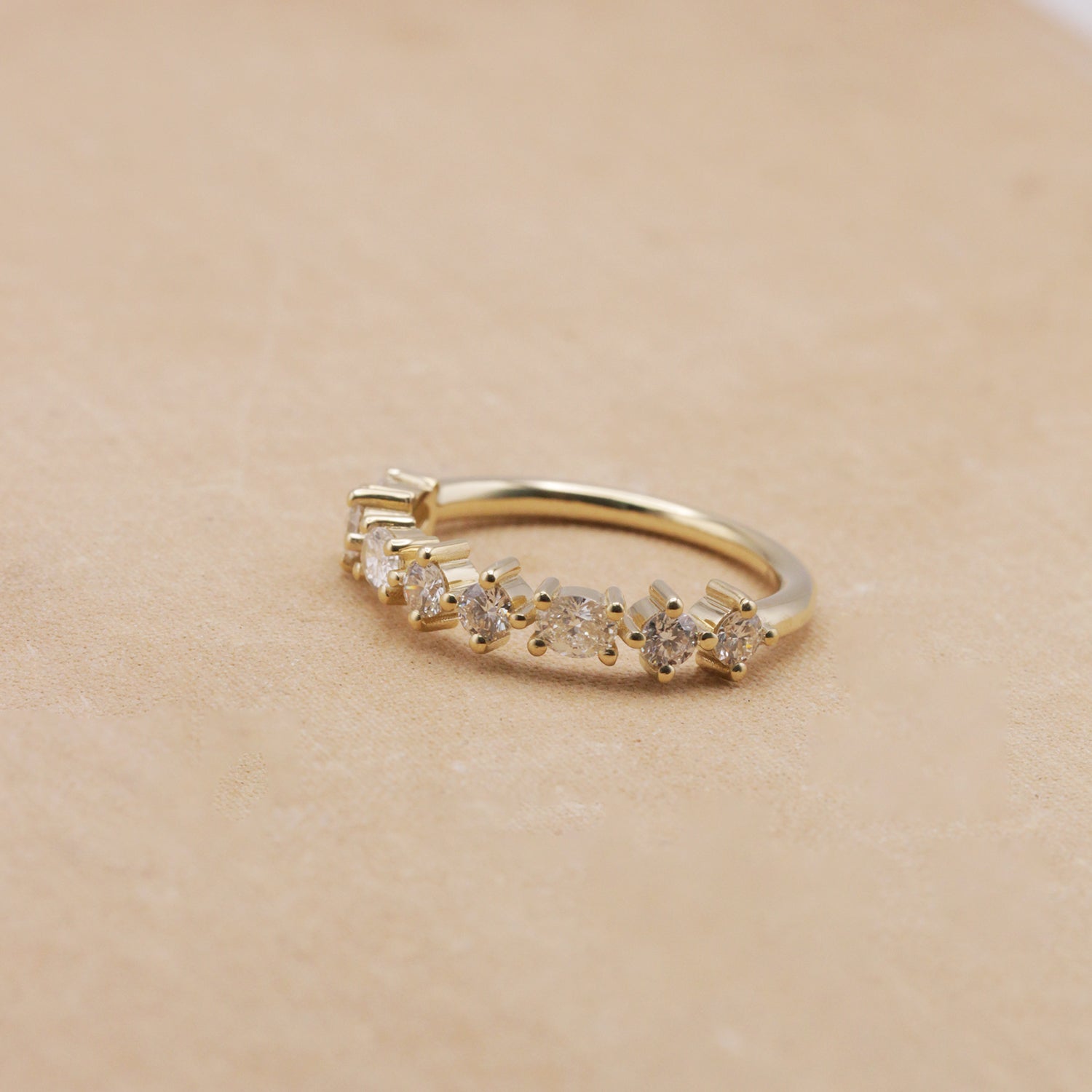 Queen E Gold Ring with White Diamonds