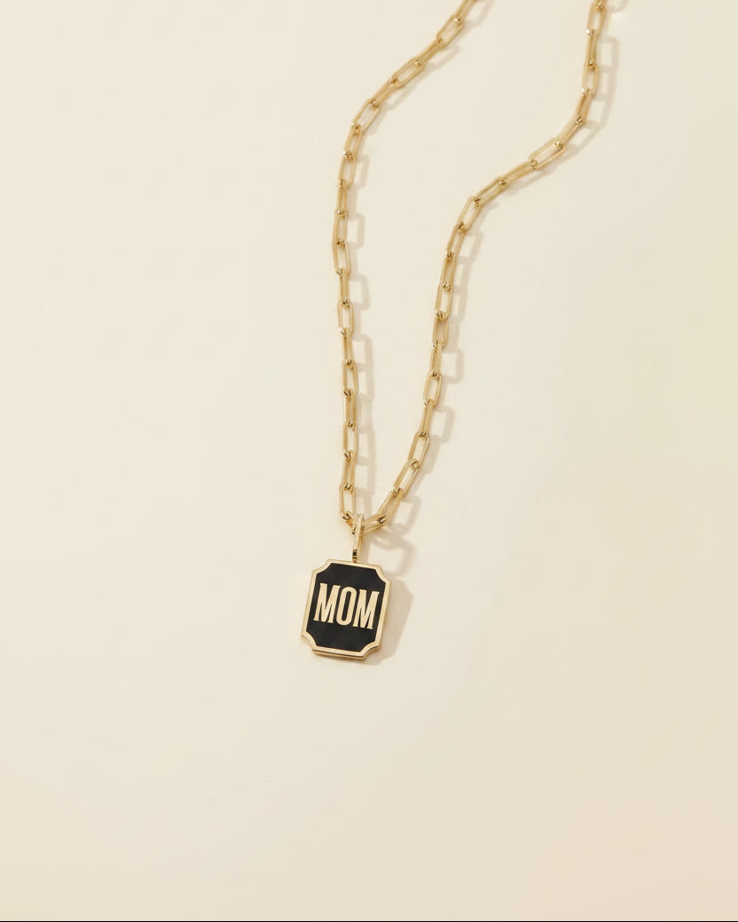 Enamel DAD / MOM staples Necklace