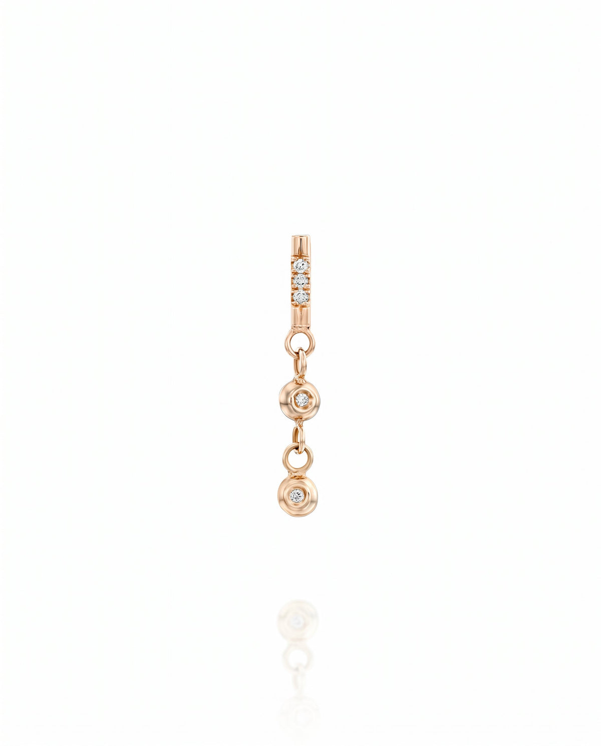 Valerie Earring with Two Balls White Diamonds - Rose Gold