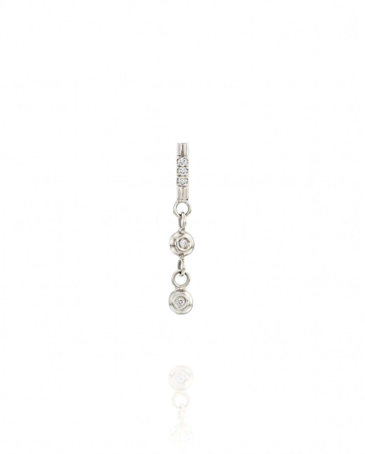 Valerie Earring with Two Balls White Diamonds - White Gold