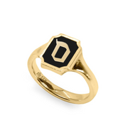 Tom Ring Signet Enamel Gold Ring - Letter "ס"