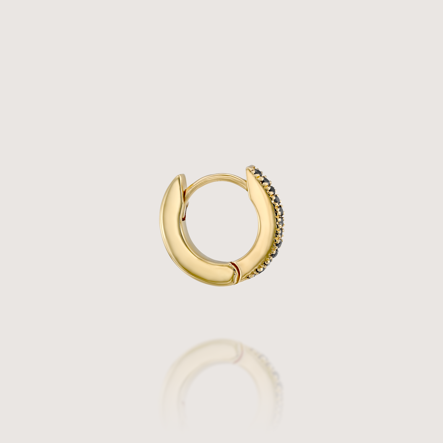 Khloé Small Hoop Gold Earring with Black Diamonds