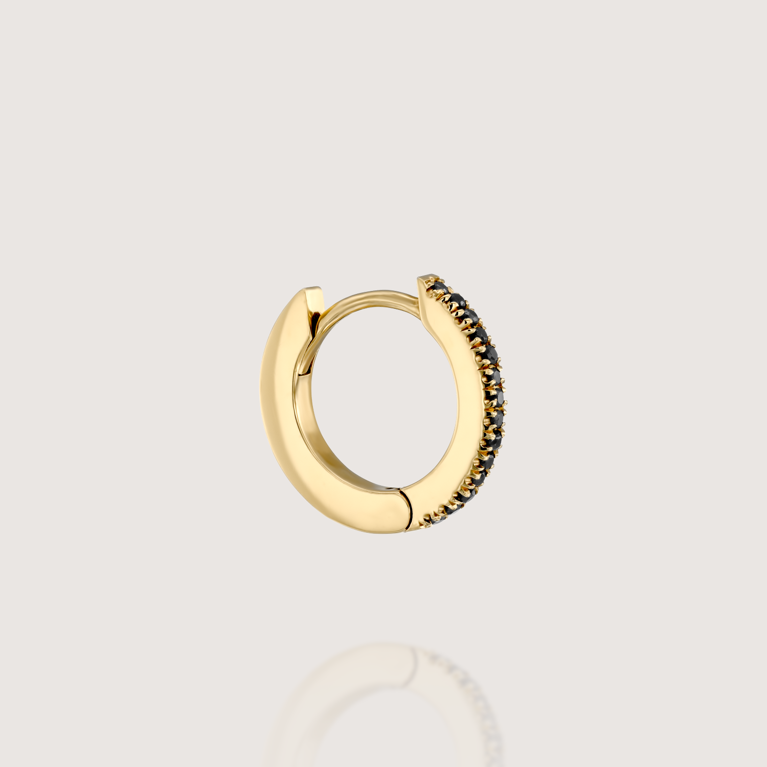 Khloé Medium Hoop Gold Earring with Black Diamonds