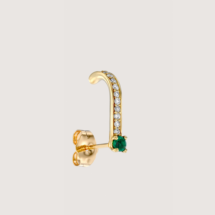 Earring 13 - Emerald & White Diamonds