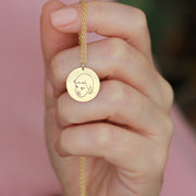 Chiara Gold Necklace Portrait & Name Engraving