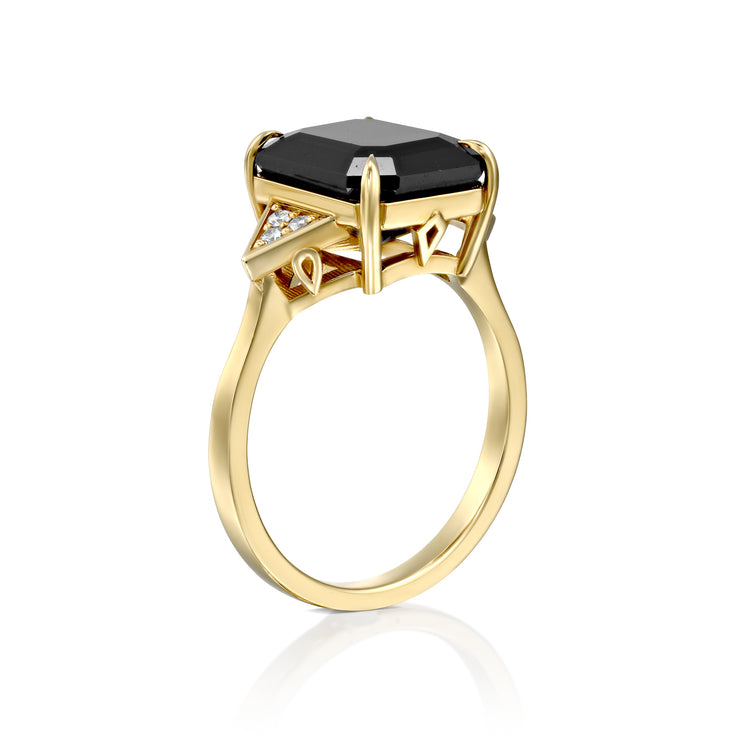 Enlarged Meghan Ring with black Mozonite