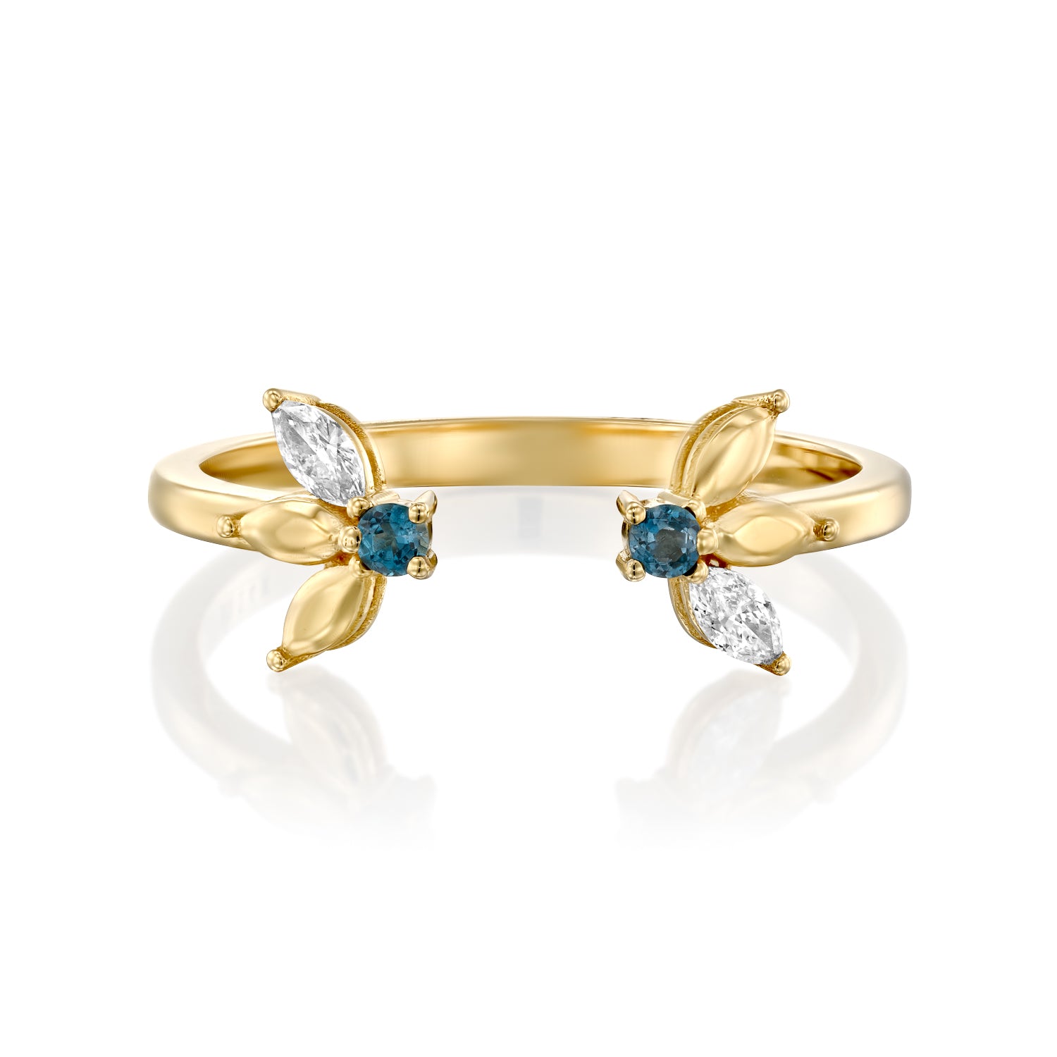 Jeanne Bécu Open Gold Ring With Diamonds & Blue Topaz