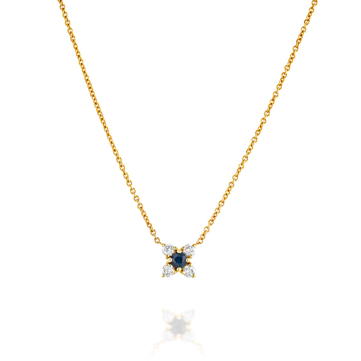 Valentina Gold Necklace White Diamonds & Sapphire