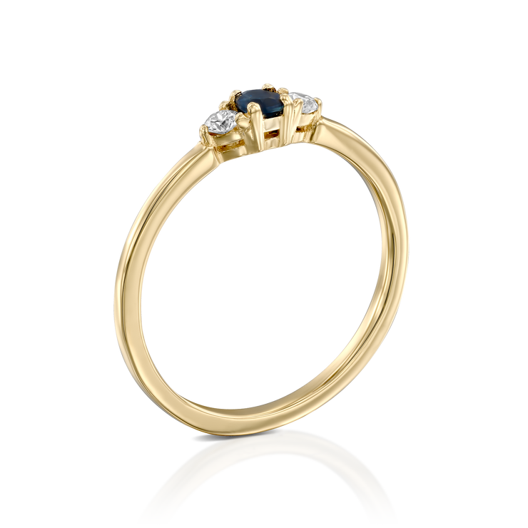 Audrey Ring Blue Sapphire 3 mm & white Diamond