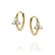 Grace Hoop Gold Earring with White Diamonds