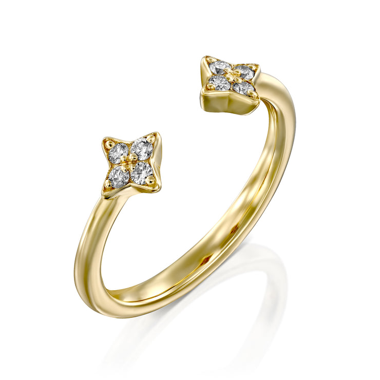 Enlarged Mercury Open Ring - White Diamond