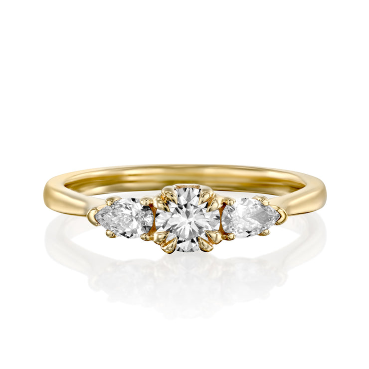 Emma 4mm Gold Ring White Diamonds
