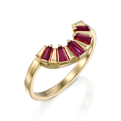 Arch Gold Ring With Ruby