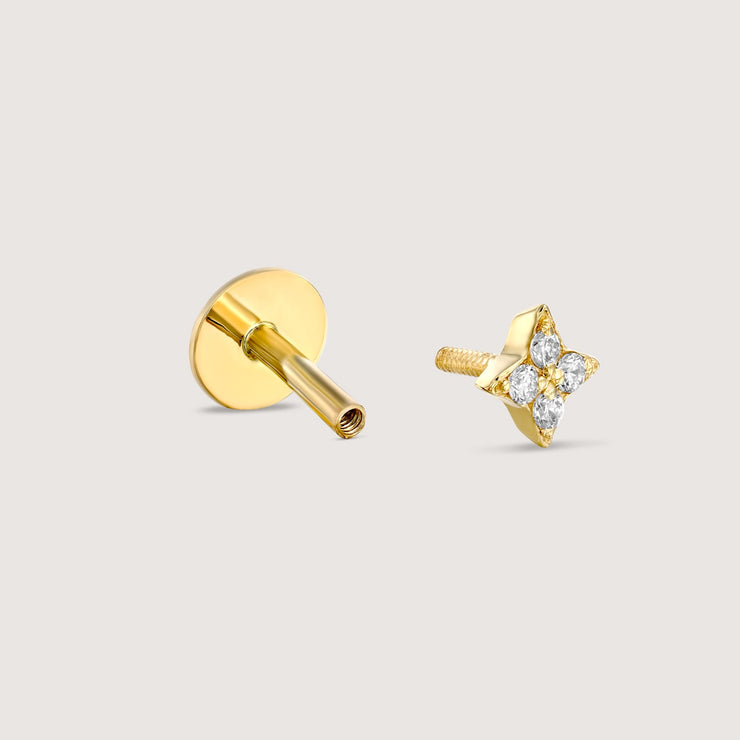 Mini Venus Piercing Gold Earring White Diamonds