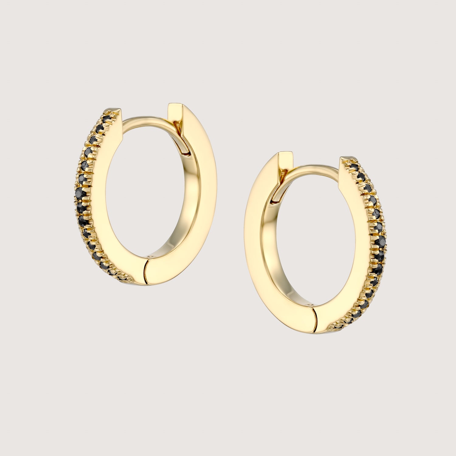 Khloé Large Hoop Gold Earring with Black Diamonds
