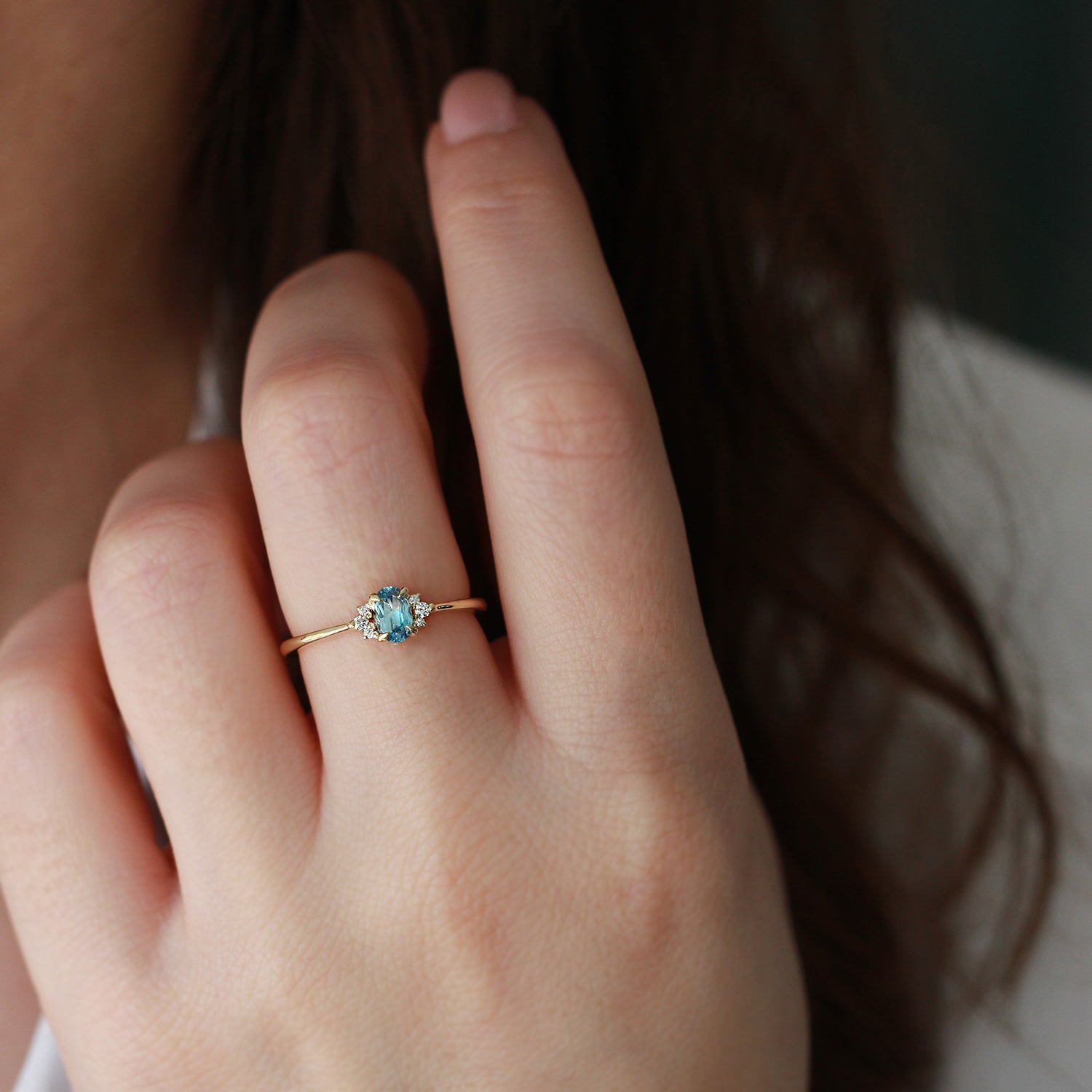 Ella Ring with Aquamarine and Diamonds