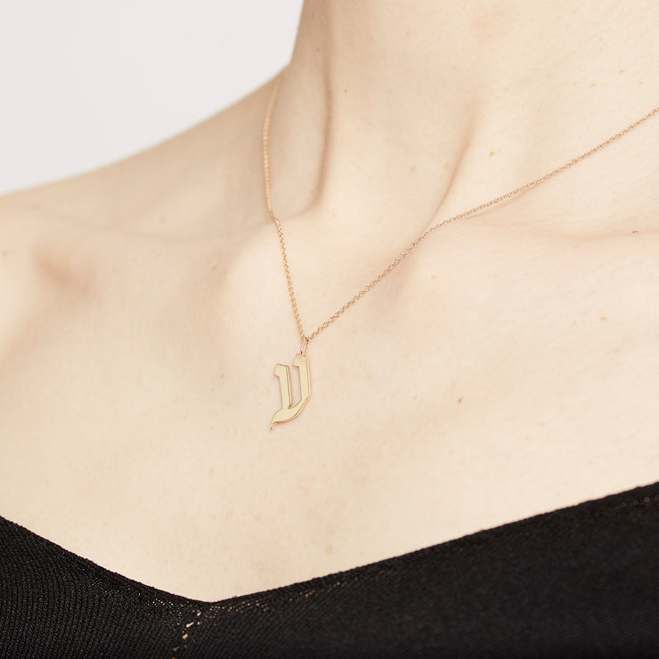gold necklace hebrew letter pendant
