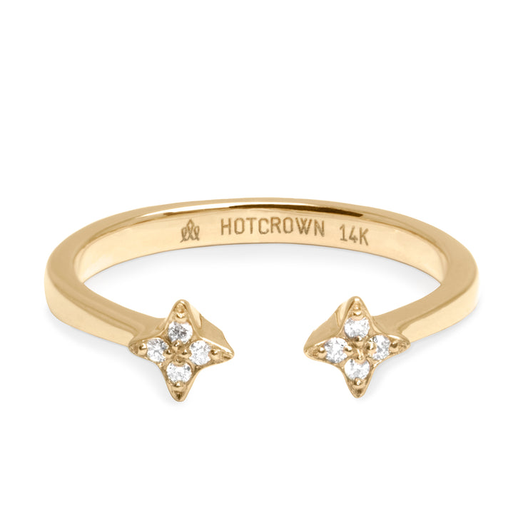 stars open ring with diamonds