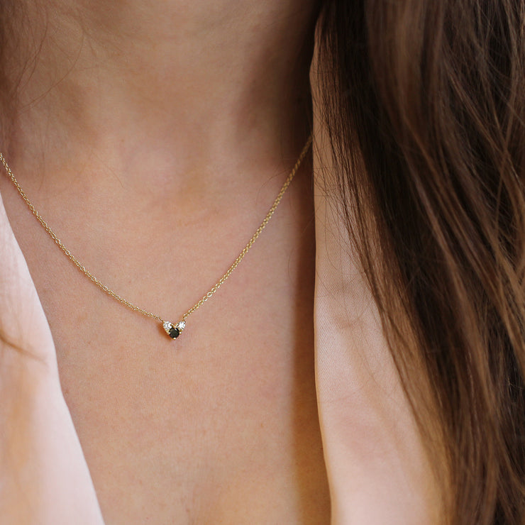 Tatiana Gold Necklace Black & White Diamonds