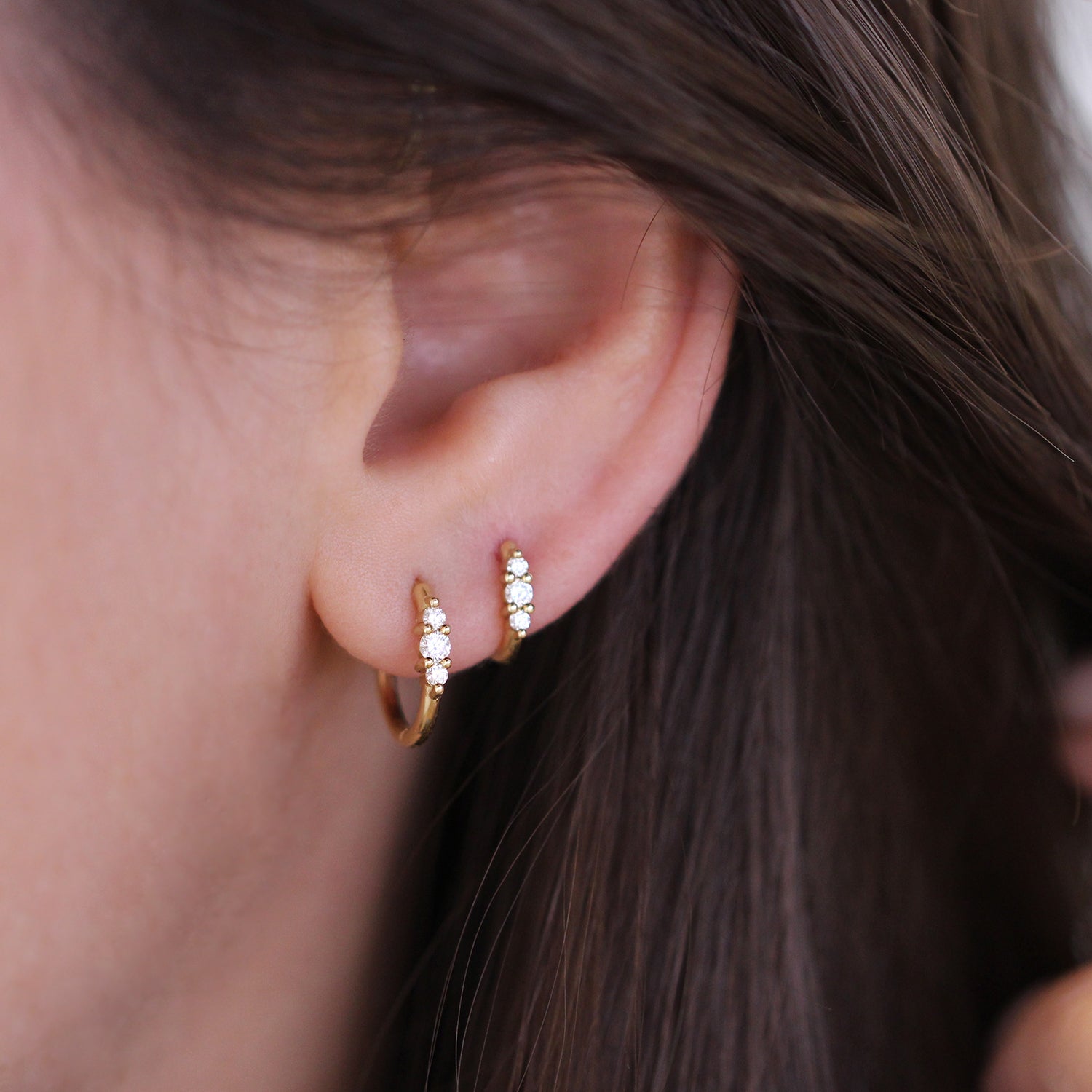 Audrey Mini Hoop Earrings with White Diamonds