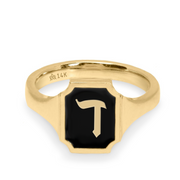 Tom Ring Signet Enamel Gold Ring - Letter "ד"