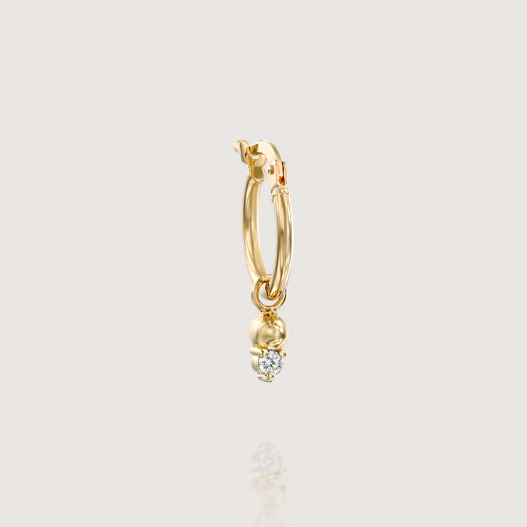 Hoop + Marie gold earring White diamond