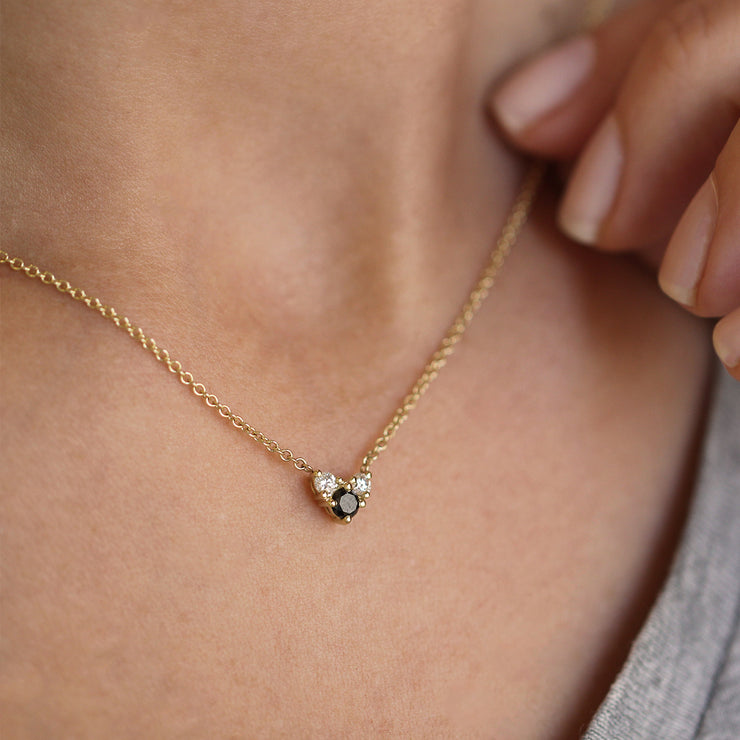 Tatiana Gold Necklace Black & White Diamonds