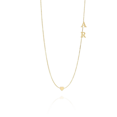 Heart Necklace With Two Floating Letters Pendants