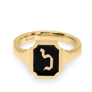 Tom Ring Signet Enamel Gold Ring - Letter "ל"