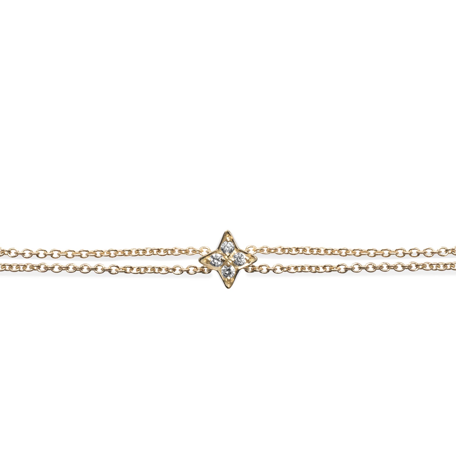 gold bracelet with small star and diamonds