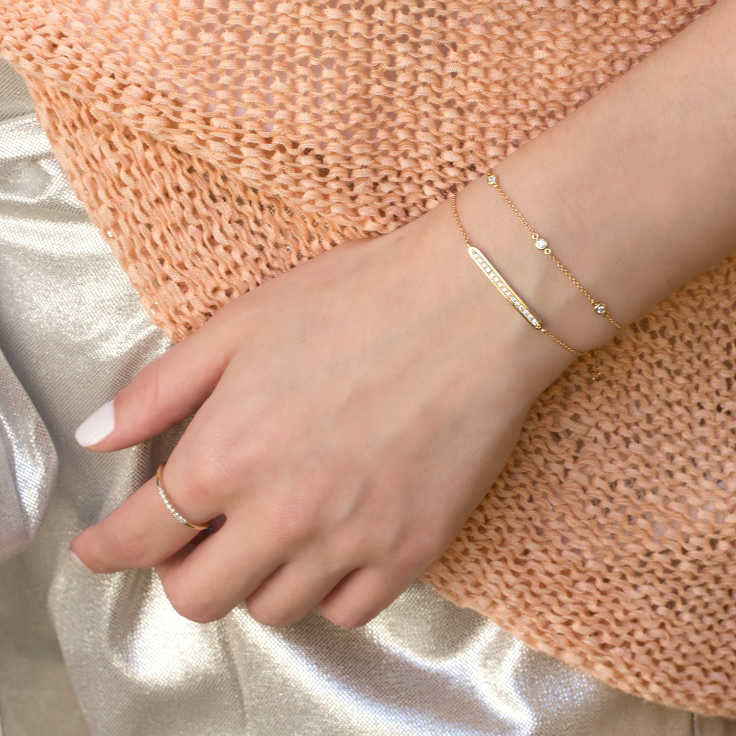 yellow gold bracelet set with diamonds